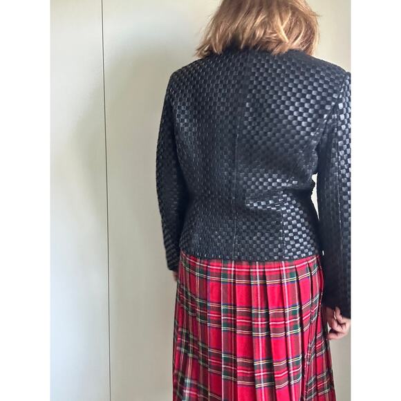 Vintage 90sY2K Woven Black Leather Jacket Size Medium Classic Heritage Style - Picture 4 of 7